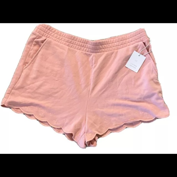 Lauren Conrad Women's Scalloped Bottom Terry Shorts Bottoms XXL Peach Kiss NWT - Picture 1 of 8